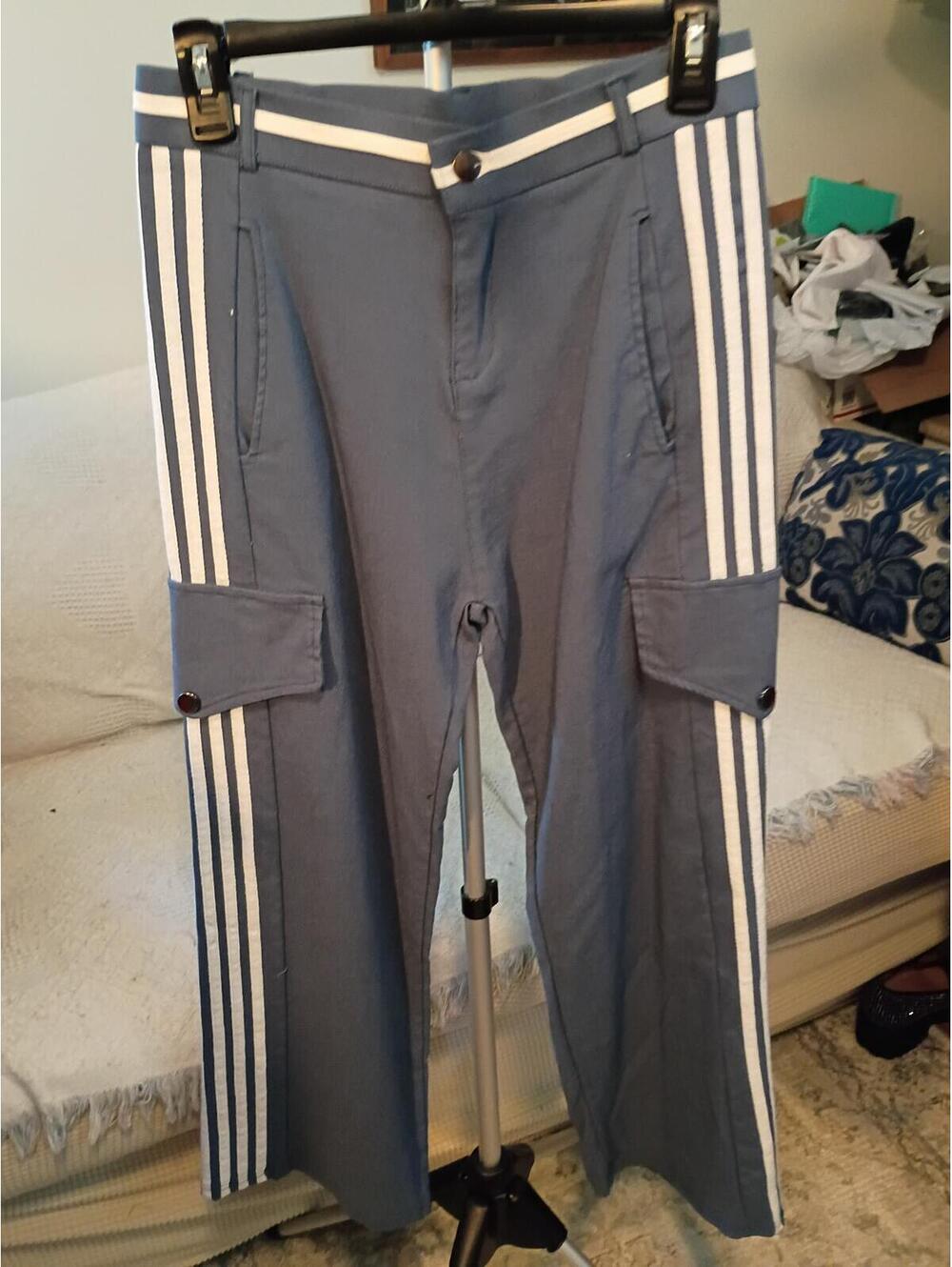 adidas Gray Three-Stripe Cargo Capri Pants